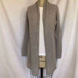 NWT White+warren XS pure cashmere heather grey cardigan.